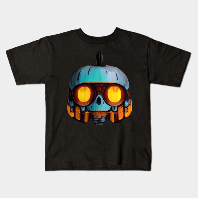 Pumpkin Skull Halloween Kids T-Shirt by MZeeDesigns